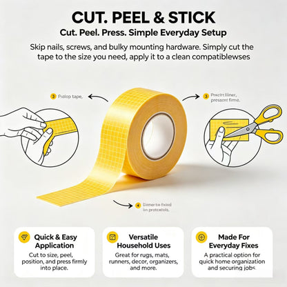 Double-Sided Heavy Duty Tape — Strong, Waterproof & Clean Removal